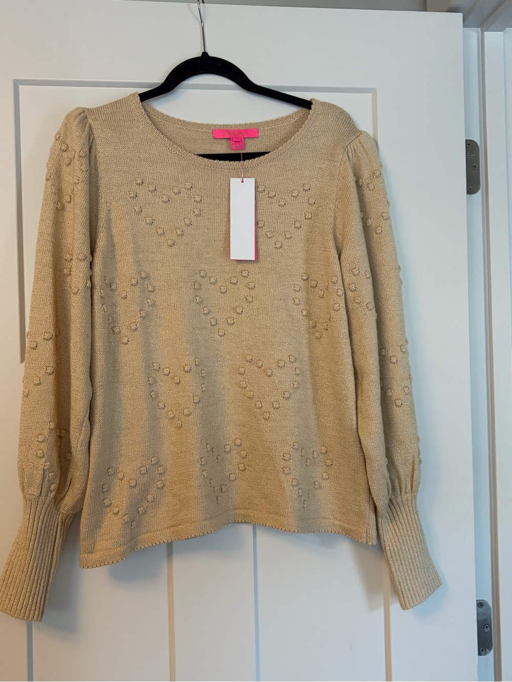 Lilly Pulitzer $148  Kippa sweater Heathered Sand Bar Metallic Gold Tan NWT XL